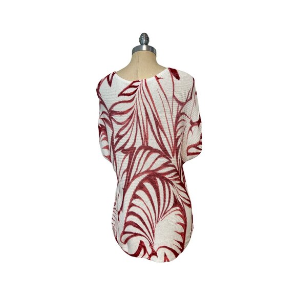 Chico’s Tropical Leaf Print Bateau Neck Sweater Top Size 2 Large - Picture 4 of 6